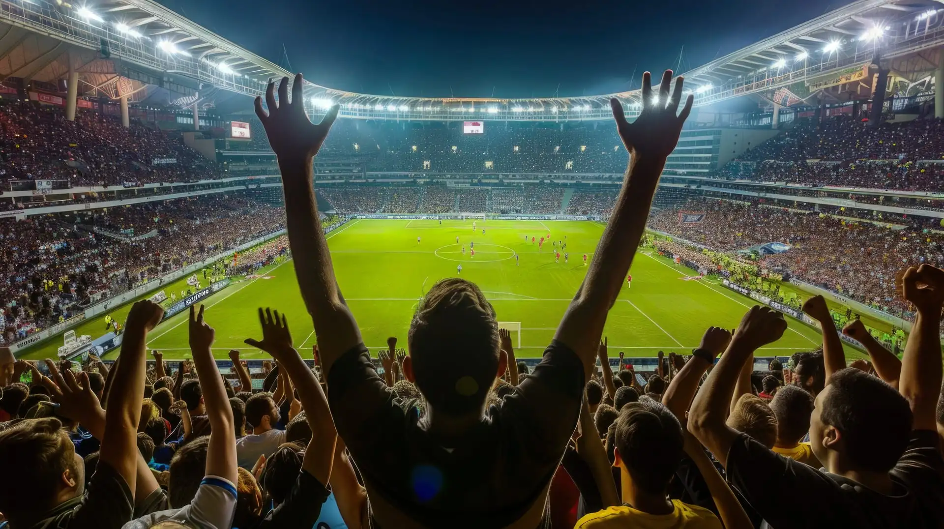 Torcida em estádio de futebol lotado
